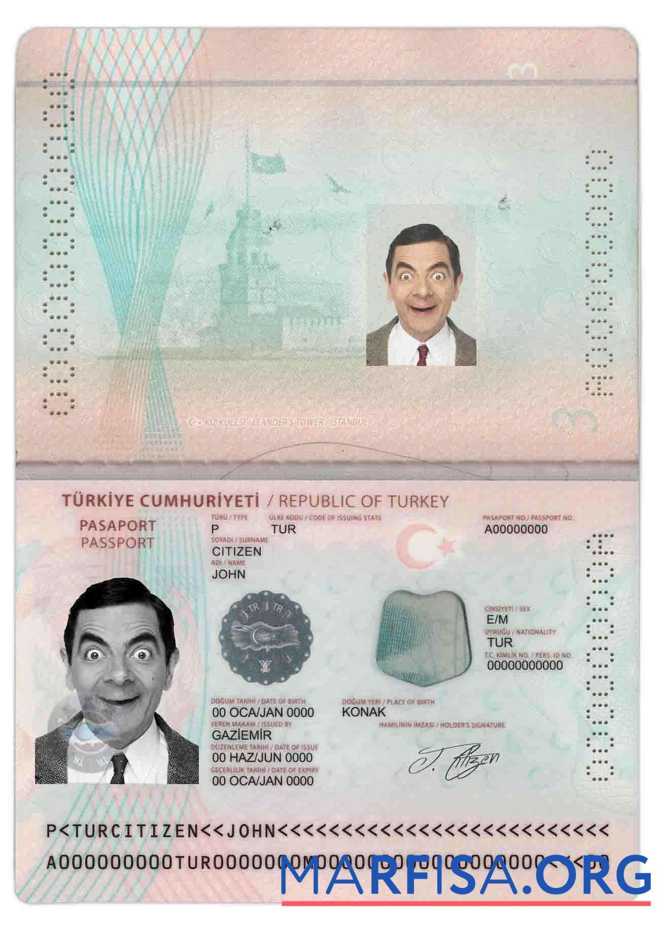 Blank Turkey New passport download for verification
